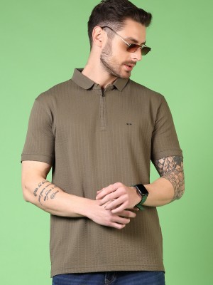 V-MART Solid Men Polo Neck Green T-Shirt