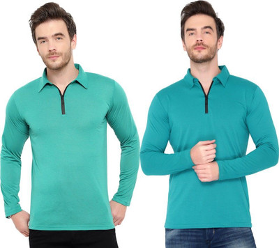 JB Jangoboy Solid Men Polo Neck Green, Light Green T-Shirt