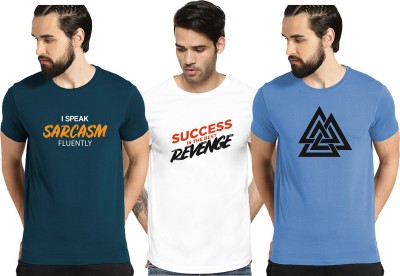 ADRO Typography Men Round Neck Multicolor T-Shirt