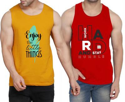 WOOSTRO Printed Men Round Neck Yellow, White, Red T-Shirt