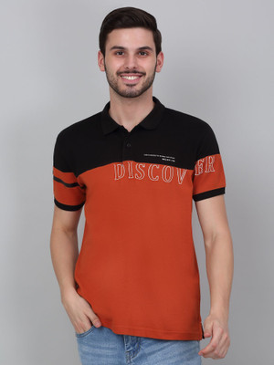CANTABIL Colorblock Men Polo Neck Red T-Shirt