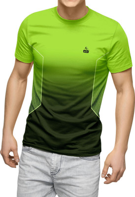 hdee Colorblock Men Round Neck Light Green T-Shirt