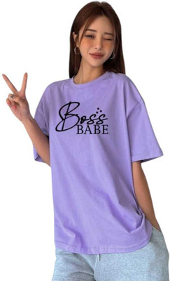 MAJESTIC FASHION Printed Women Round Neck Purple T-Shirt