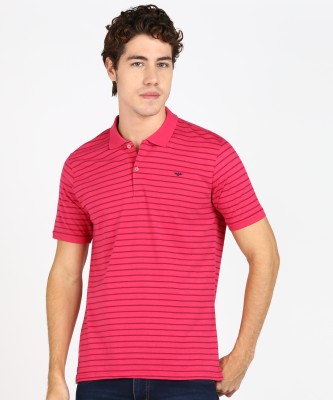 PARK AVENUE Striped Men Polo Neck Red T-Shirt