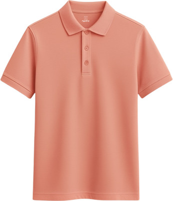 HypeDrip Self Design Men Polo Neck Orange T-Shirt
