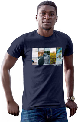Fighterhero Printed Men Round Neck Navy Blue T-Shirt
