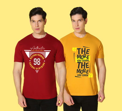 WOOSTRO Printed Men Round Neck Multicolor T-Shirt
