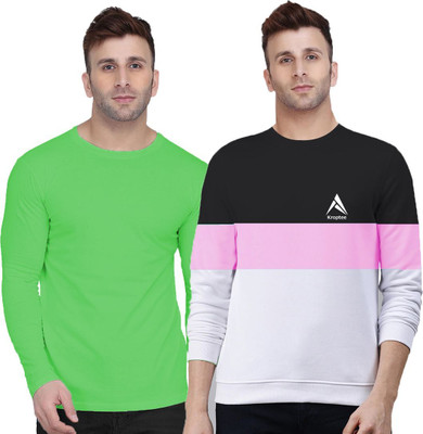 Kroptee Colorblock Men Round Neck Multicolor T-Shirt
