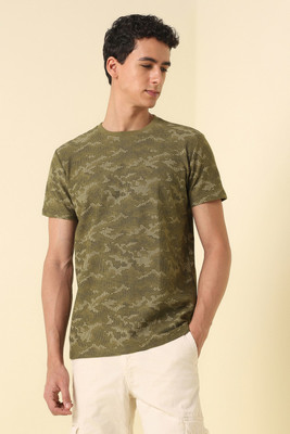 Allen Solly Printed Men Crew Neck Green T-Shirt