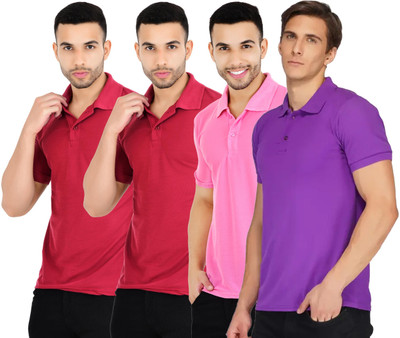 KEOTI Solid Men Polo Neck Multicolor T-Shirt