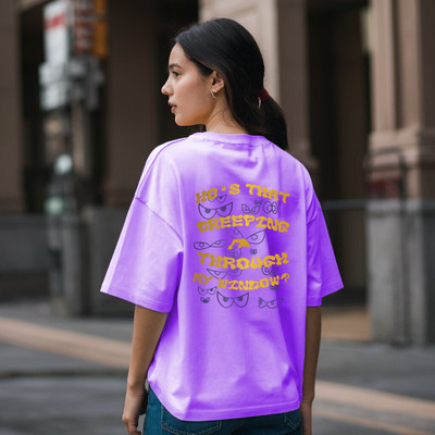 LcyFlame Printed Women Round Neck Purple T-Shirt