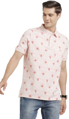 TURTLE Printed Men Polo Neck Pink T-Shirt