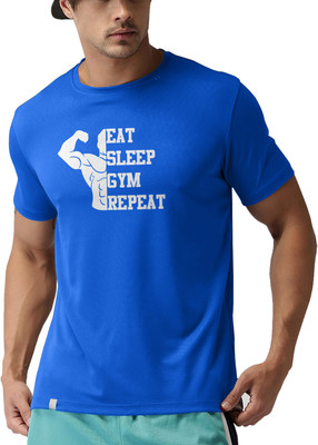 THE PRINT PLATTER Graphic Print Men Round Neck Light Blue T-Shirt