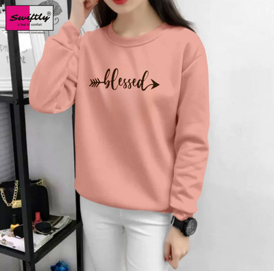 SWIFTLY Solid Women Round Neck Pink T-Shirt