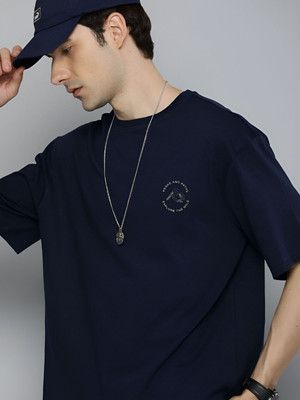 R.Code by The Roadster Life Co. Graphic Print Men Round Neck Navy Blue T-Shirt
