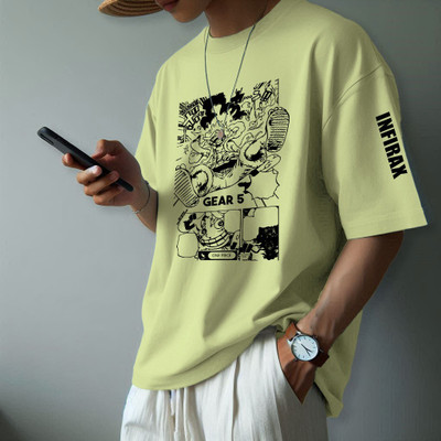 Trendway Printed Men Round Neck Light Green T-Shirt