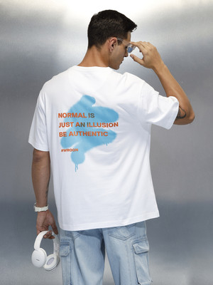 WROGN Solid Men Crew Neck White T-Shirt
