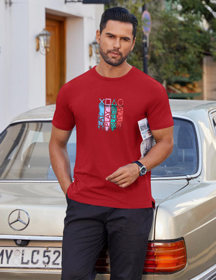 XZEEZZ Solid, Printed Men Round Neck Red T-Shirt