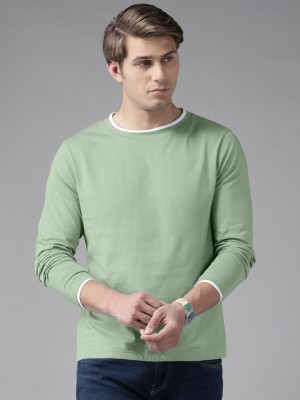 THE DRY STATE Solid Men Round Neck Light Green T-Shirt