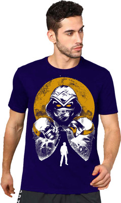 VIKCLIQUE Printed Men Round Neck Blue T-Shirt