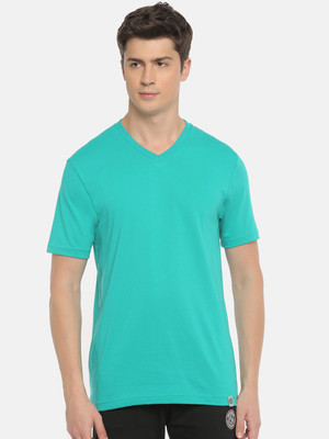 Macroman M-Series Solid Men V Neck Light Blue T-Shirt