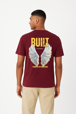 Prime and Klass Solid Men Round Neck Reversible Maroon T-Shirt