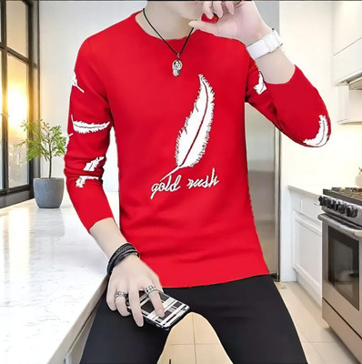 FASHIUM Printed Men Round Neck Red T-Shirt