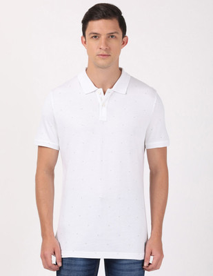 JOCKEY Printed Men Polo Neck White T-Shirt