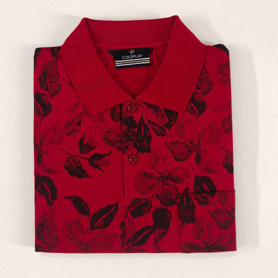 Coldplay Printed Men Polo Neck Red T-Shirt