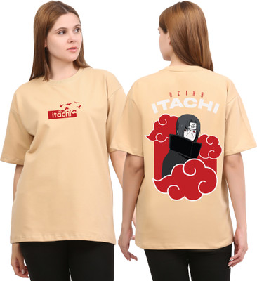 SillyStyle Graphic Print Women Round Neck Beige T-Shirt