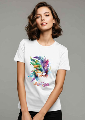 Inkwink Printed Women Round Neck White T-Shirt