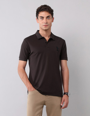 U.S. Polo Assn. Denim Co. Solid Men Polo Neck Brown T-Shirt