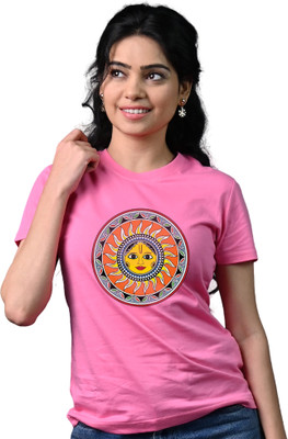 Tedhi Medhi Family Graphic Print Women Round Neck Pink T-Shirt