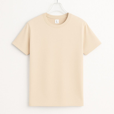 SONI BROS Solid Men Round Neck Beige T-Shirt