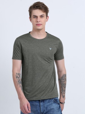 DENVERSE Solid Men Round Neck Green T-Shirt