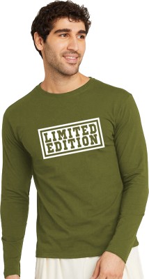 London Crew Typography Men Round Neck Green T-Shirt