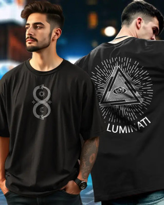 annnackel Printed Men Cowl Neck Black T-Shirt