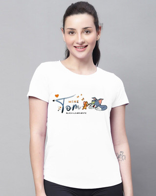 VAMIKAFASHIONES Printed Women Round Neck White T-Shirt