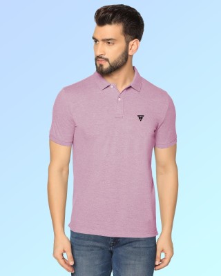 PATOIS Solid Men Polo Neck Purple T-Shirt