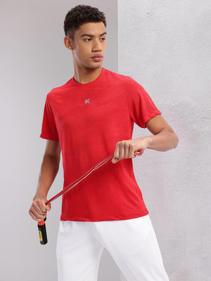 HRX by Hrithik Roshan Self Design Men Round Neck Red T-Shirt