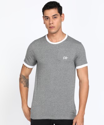 PETER ENGLAND Self Design Men Round Neck Grey T-Shirt