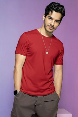 Moordale Solid Men Round Neck Red T-Shirt