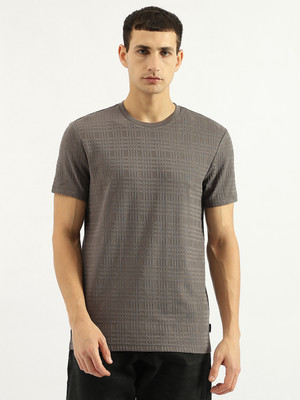 United Colors of Benetton Self Design Men Round Neck Grey T-Shirt