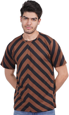 Styvibe Printed Men Round Neck Brown T-Shirt