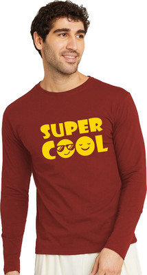 RULEDBYSUN Printed Men Round Neck Maroon T-Shirt