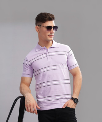 ADRO Printed Men Polo Neck Purple T-Shirt