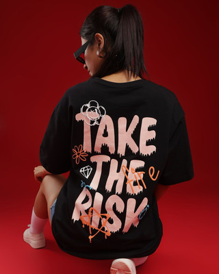 TQH Printed Women Round Neck Black T-Shirt