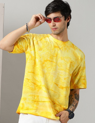 Diversify Tie & Dye Men Round Neck Yellow T-Shirt