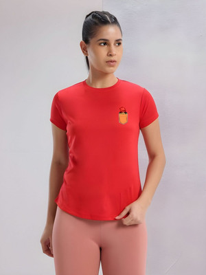 SZN Graphic Print Women Round Neck Red T-Shirt