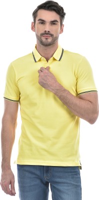 NUMERO UNO Solid Men Polo Neck Yellow T-Shirt